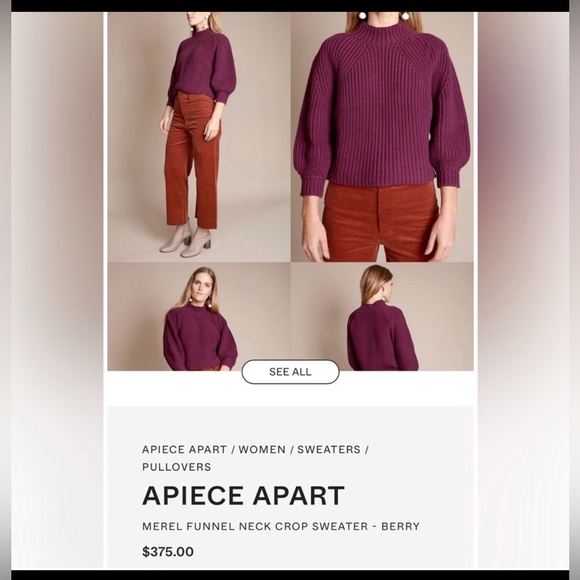 Apiece Apart Sweaters - APIECE APART
MEREL FUNNEL NECK CROP SWEATER - BERRY